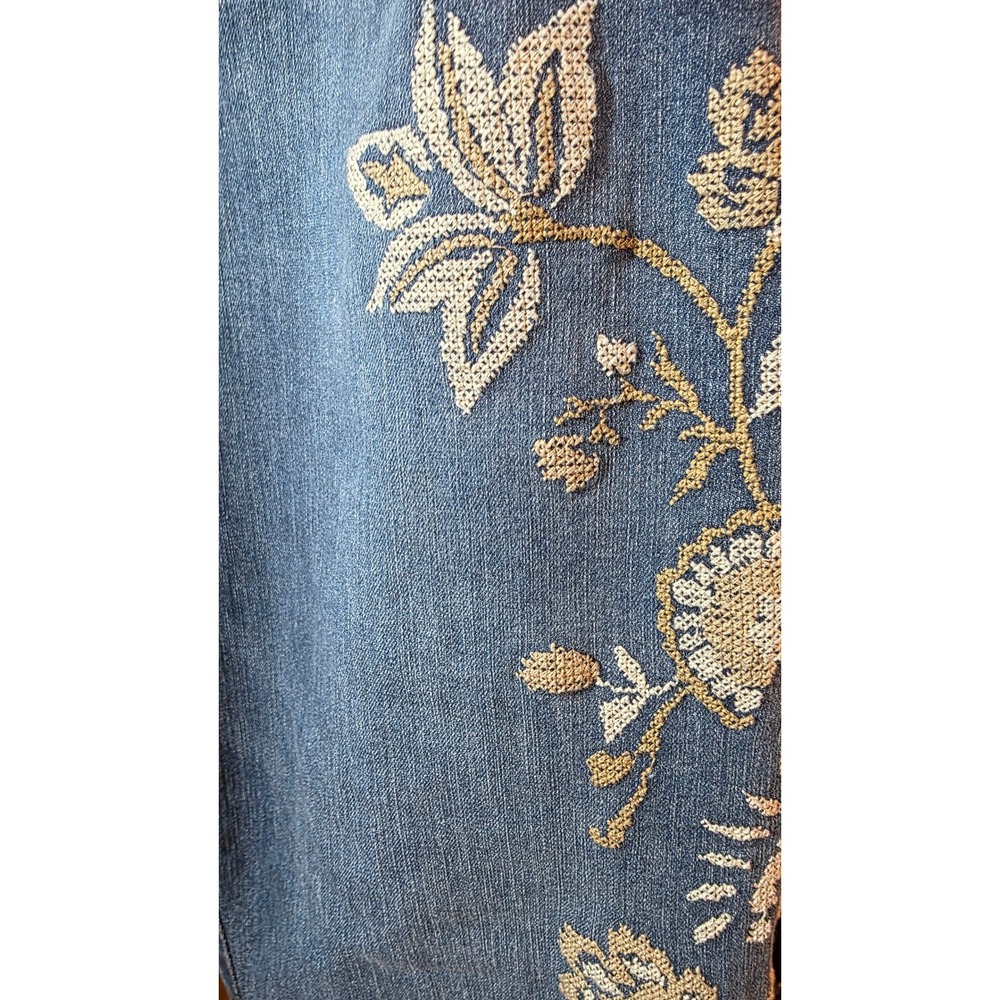 Democracy Ab Solution Embroidered Raw Hem Straight Leg Jeans Blue Womens 10 - Picture 4 of 8